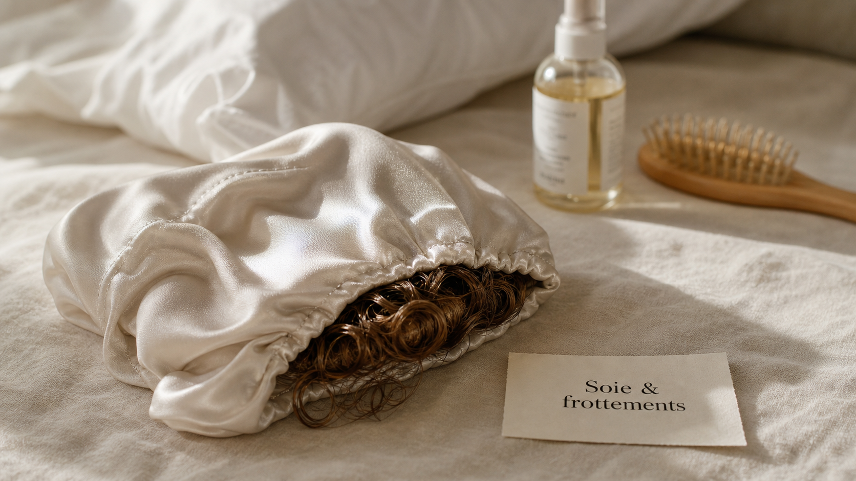 Bonnet de soie 19 momme sur drap de lin ivoire