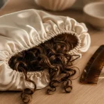 Bonnet en soie anti-frisottis, cheveux bouclés au réveil