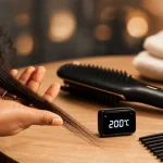 Brosse lissante pour cheveux crépus chauffée à 200°C max