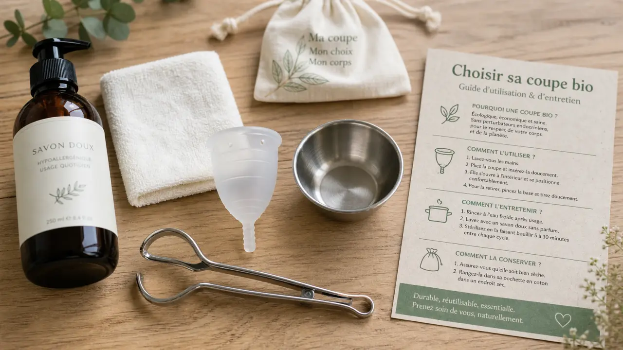Coupe menstruelle bio en silicone médical, entretien