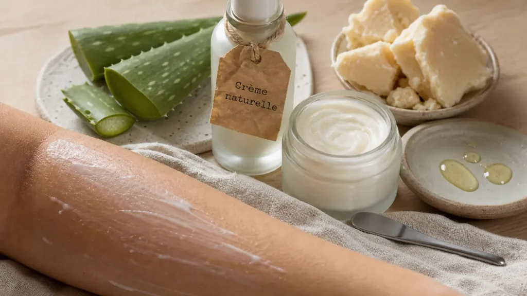 Crème naturelle pour le corps sur peau sèche : crème naturelle, ingrédients naturels