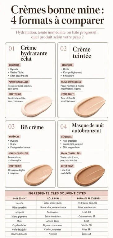 Crème bonne mine : comparatif des formats, des types de peau et des actifs