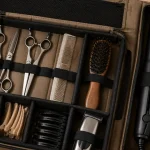 Hairdressing box en nylon avec diviseurs mobiles, rangement outils de coiffure