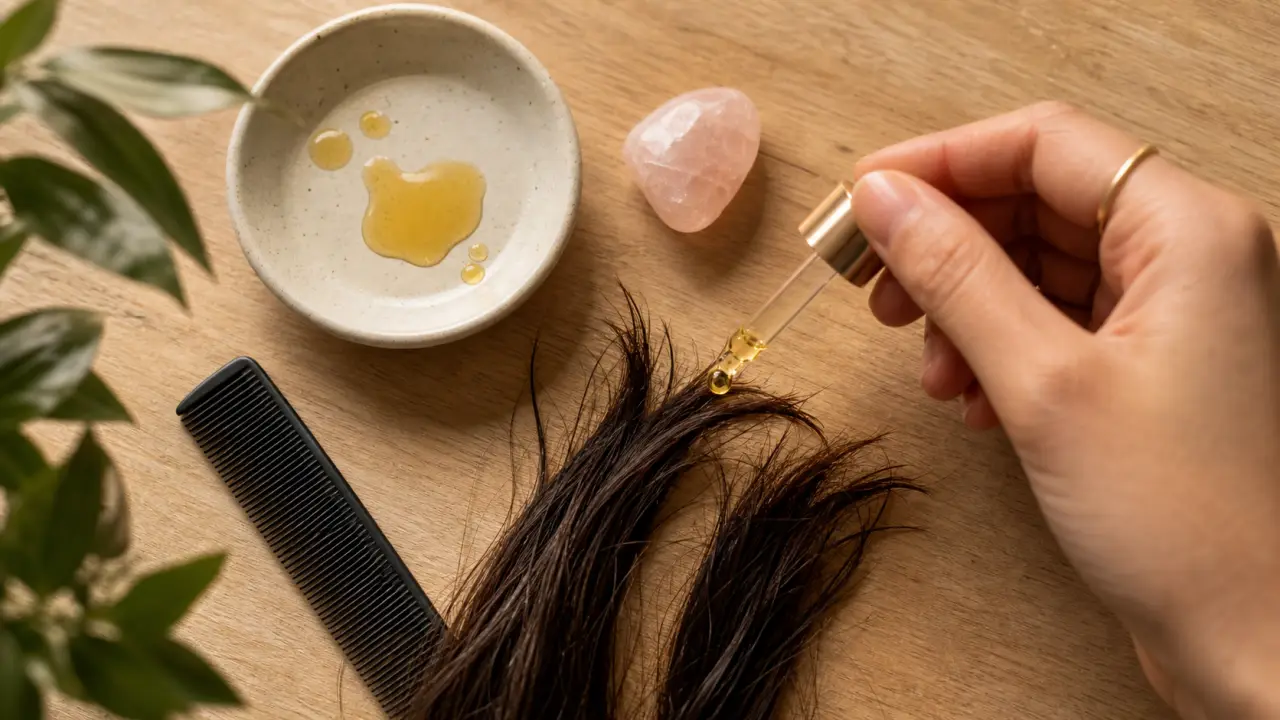 Huile de jojoba cheveux sur pointes pour brillance et sébum équilibré