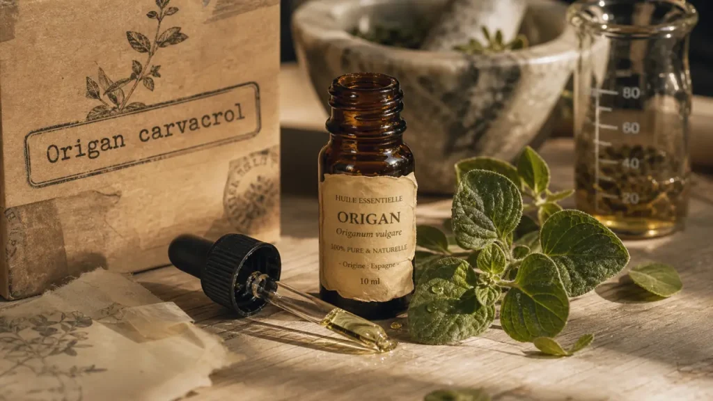 Huile d’origan : carvacrol, thymol et usage dilué pour éviter les erreurs