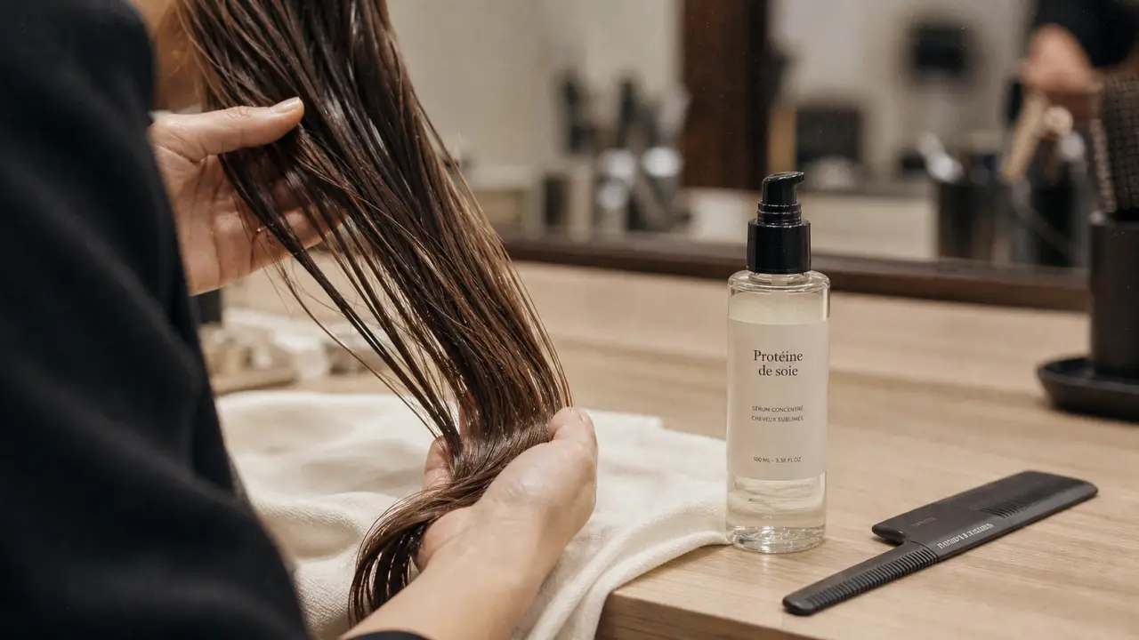 Lissage protéine de soie : cheveux brillants et soin réparateur