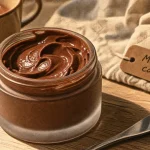 Masque chocolat visage en pot, texture crème et spatule
