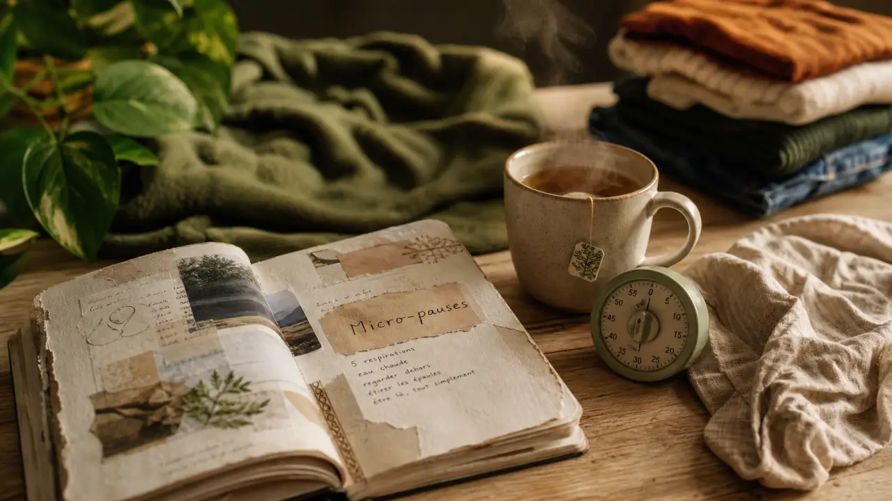 Prendre soin de soi simplement : micro-pauses, tisane et carnet pour relâcher la tension