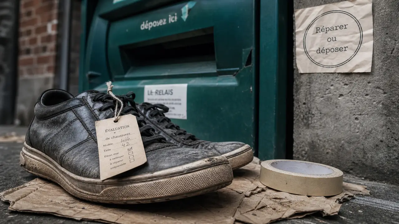 Recycler chaussures : chaussures à évaluer près d’un conteneur textile pour réparer ou déposer