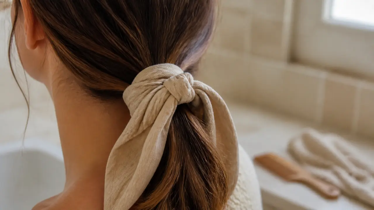 Cardoun pour cheveux : ruban de coton noué pour un lissage sans chaleur, nuit