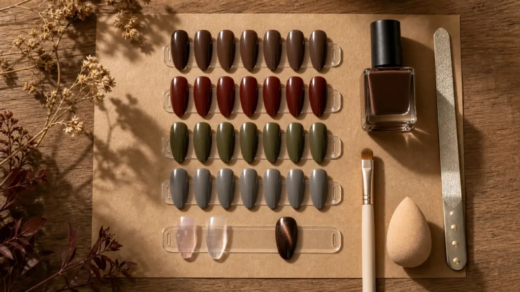 Bruns cacao, vert olive et effets Jelly : les couleurs d’ongles à adopter pour l’automne 2025