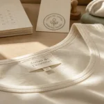 Débardeur coton bio femme en coton bio, posé sur table
