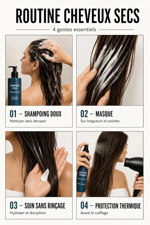 Soin pour les cheveux secs : routine en 4 étapes pour nourrir et protéger les longueurs