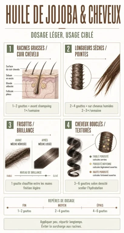 L'huile de jojoba cheveux : bénéfices selon le type de cheveux et conseils d'application
