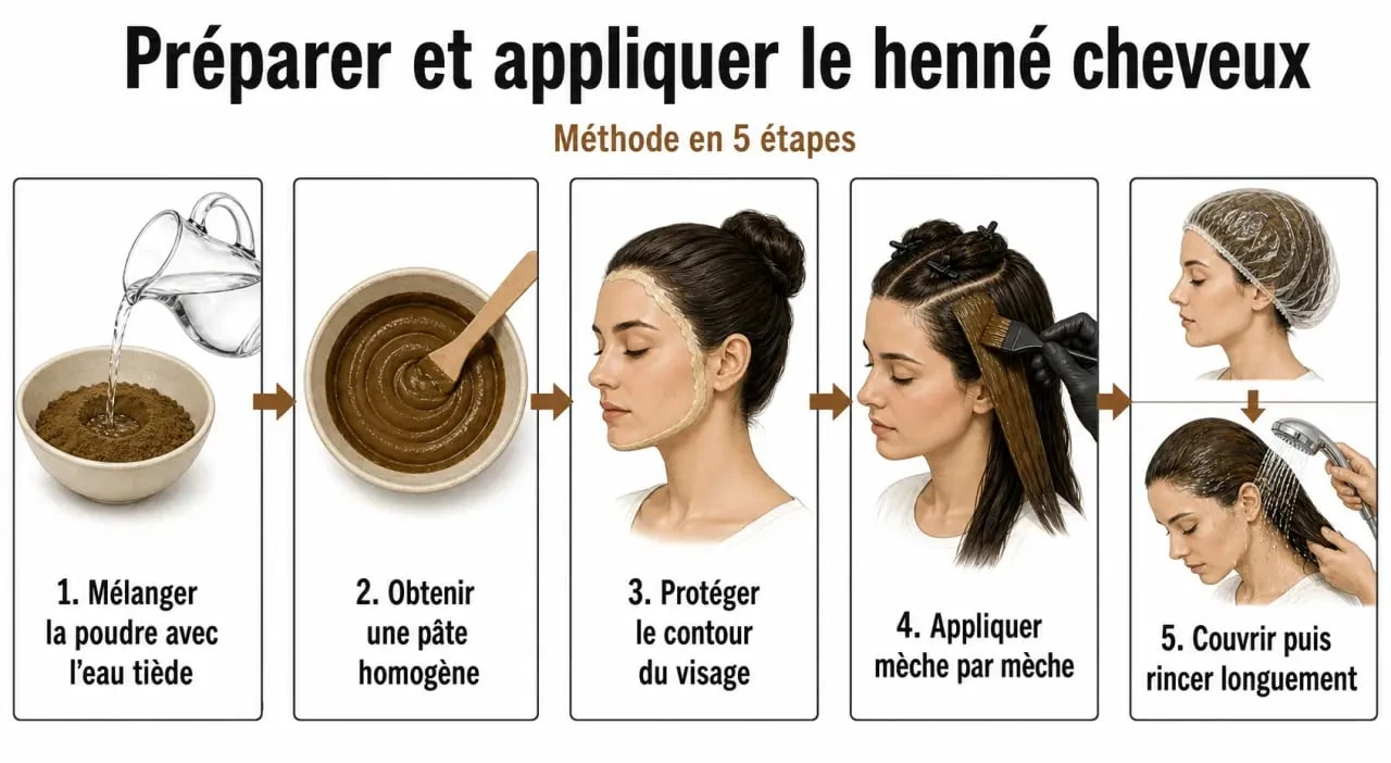 Henna cheveux : préparation et application pas à pas