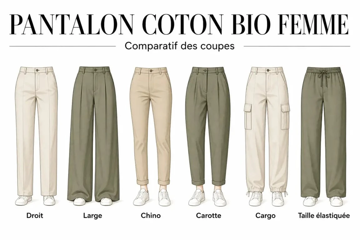 Comparatif des coupes de pantalon coton bio femme pour choisir selon l’usage
