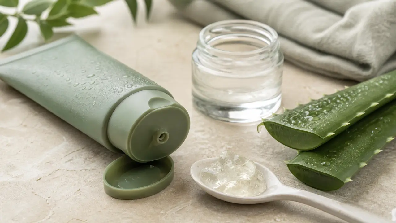 Gel a l'aloe vera natif, gel visage frais sur plan de travail
