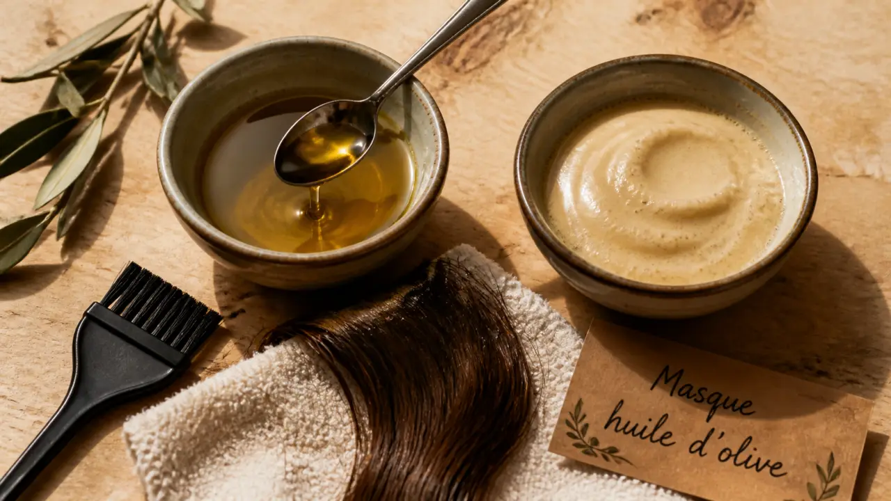 Huile d olive masque cheveux sur cheveux secs et masque avant shampoing