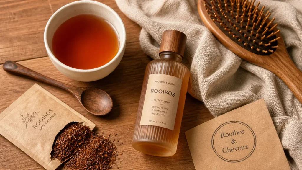 Rooibos pour les cheveux : brillance, chute et cheveux blancs sans promesses miracles