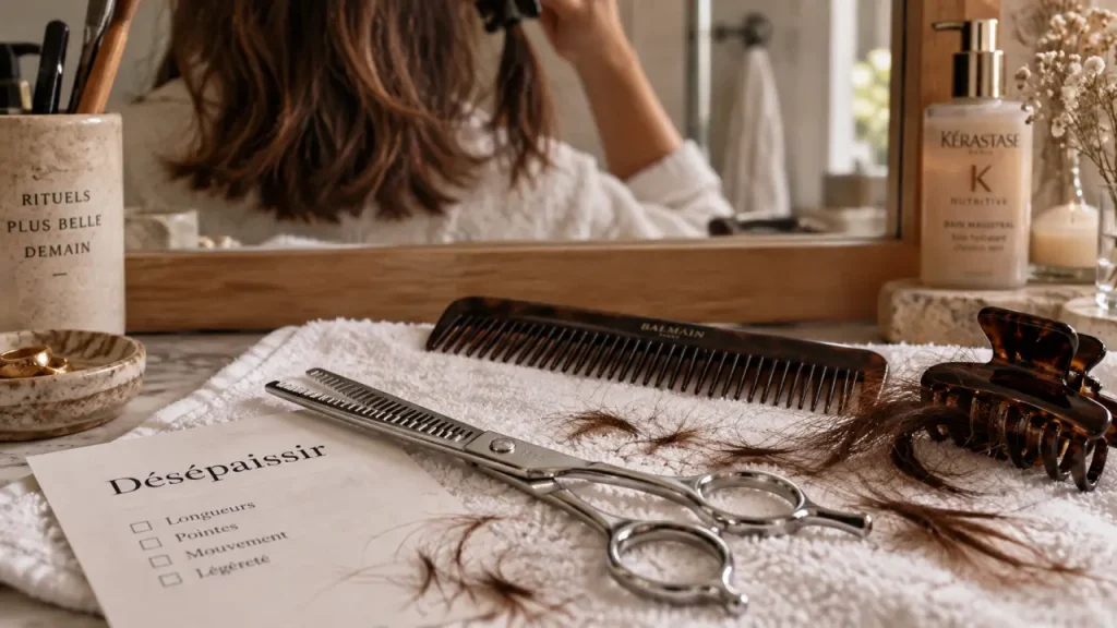 Désépaissir ses cheveux sans les faire gonfler : où couper et quels gestes éviter