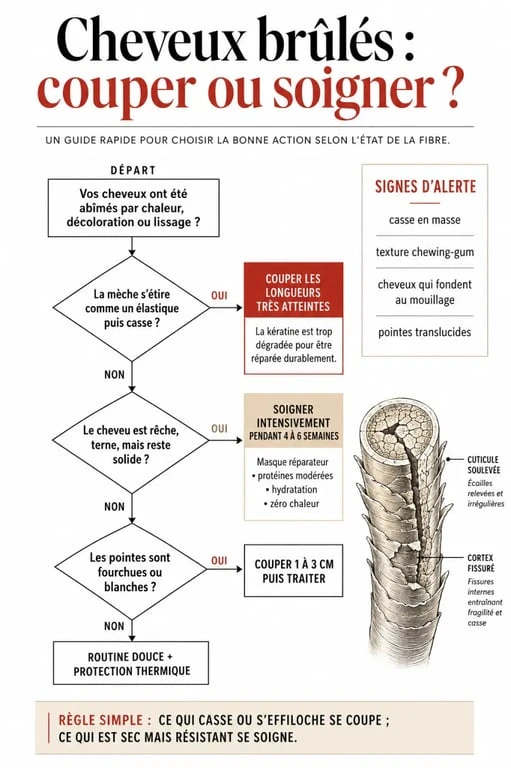 Arbre de décision pour traiter des cheveux brûlés