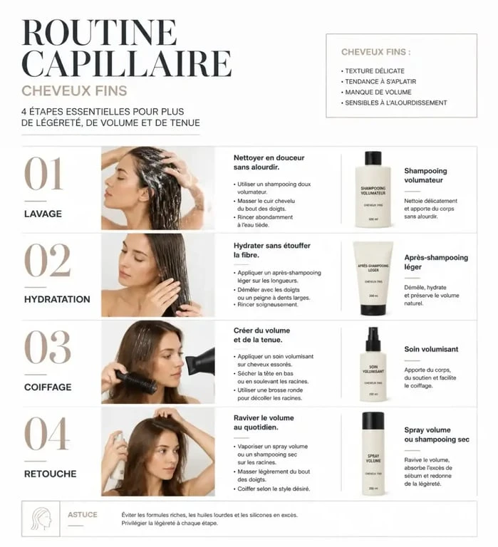 Routine de soins complète pour cheveux fins
