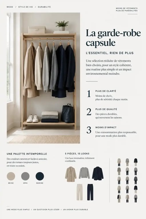 Dressing capsule organisé pour simplifier sa routine matinale et un look élégant