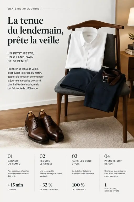 Tenue préparée la veille pour simplifier sa routine matinale