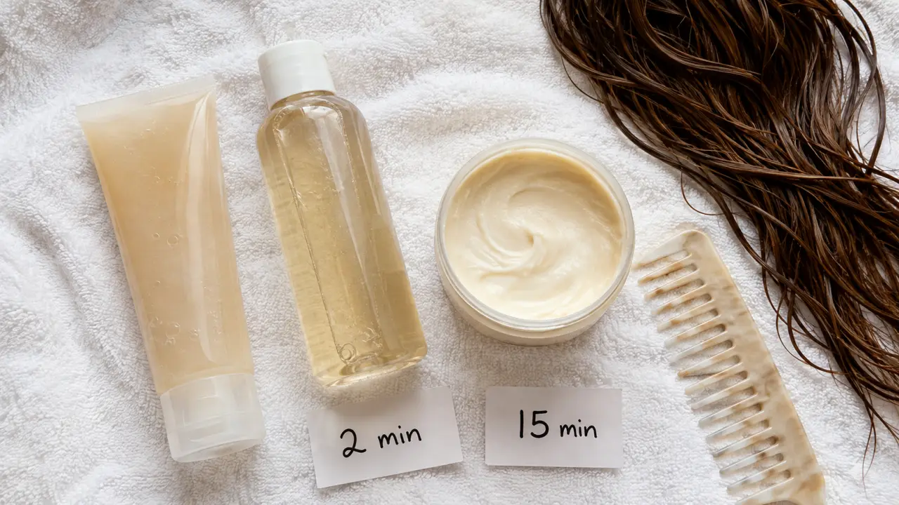 Masque ou après shampoing : pot et après-shampoing, mèche humide à démêler
