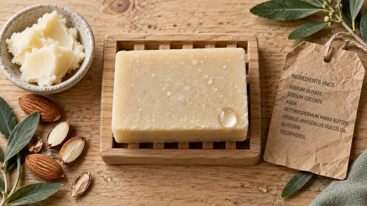 Savon solide corps bio surgras : texture naturelle et eau perlant sur savon