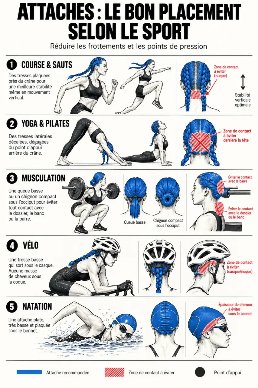 Coiffure pour le sport selon l’activité et les zones de contact