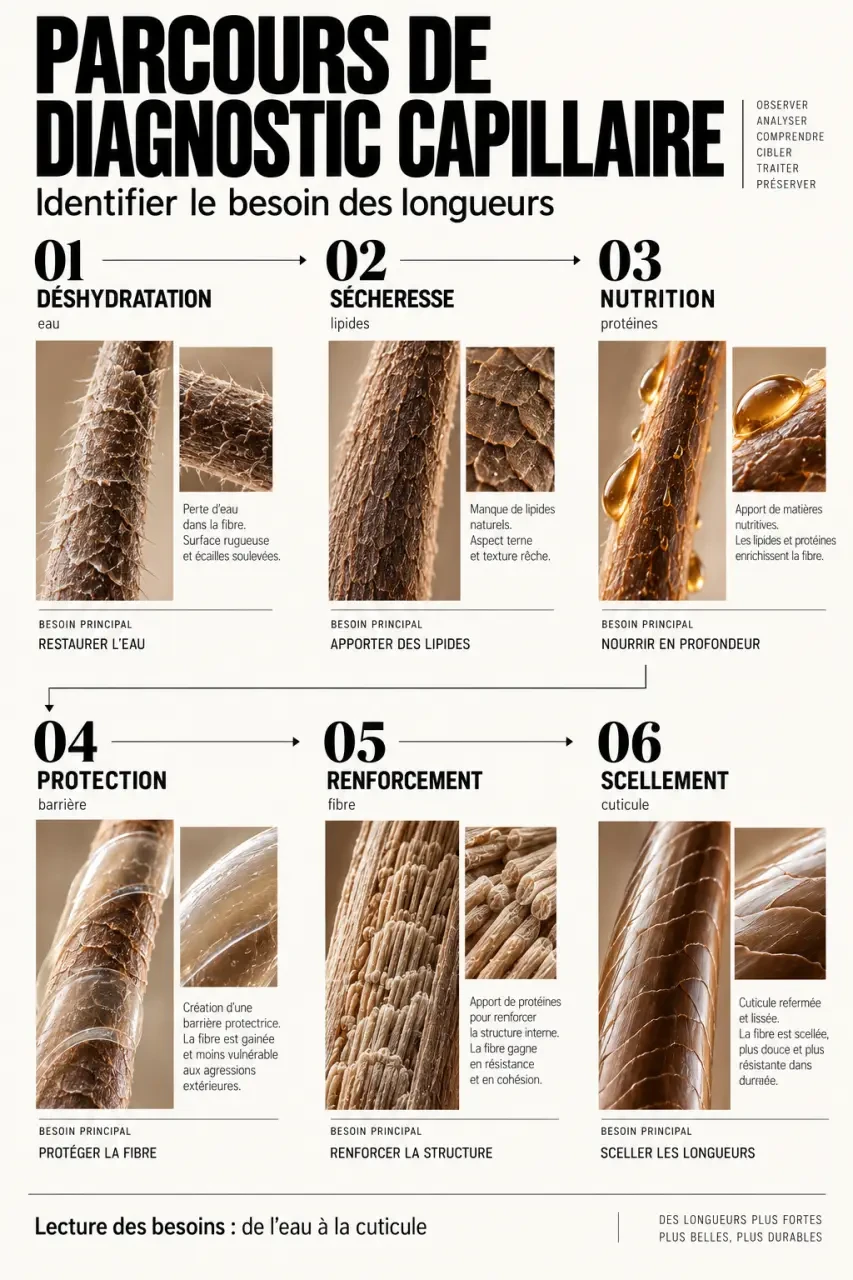 Hydratant naturel pour cheveux : distinguer hydratation, nutrition et protection selon l’état des longueurs