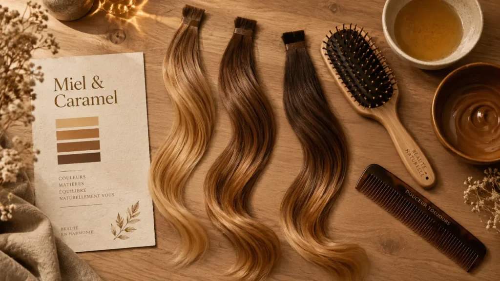 Mèches caramel et miel : illuminer les cheveux bruns sans virer à l’orange